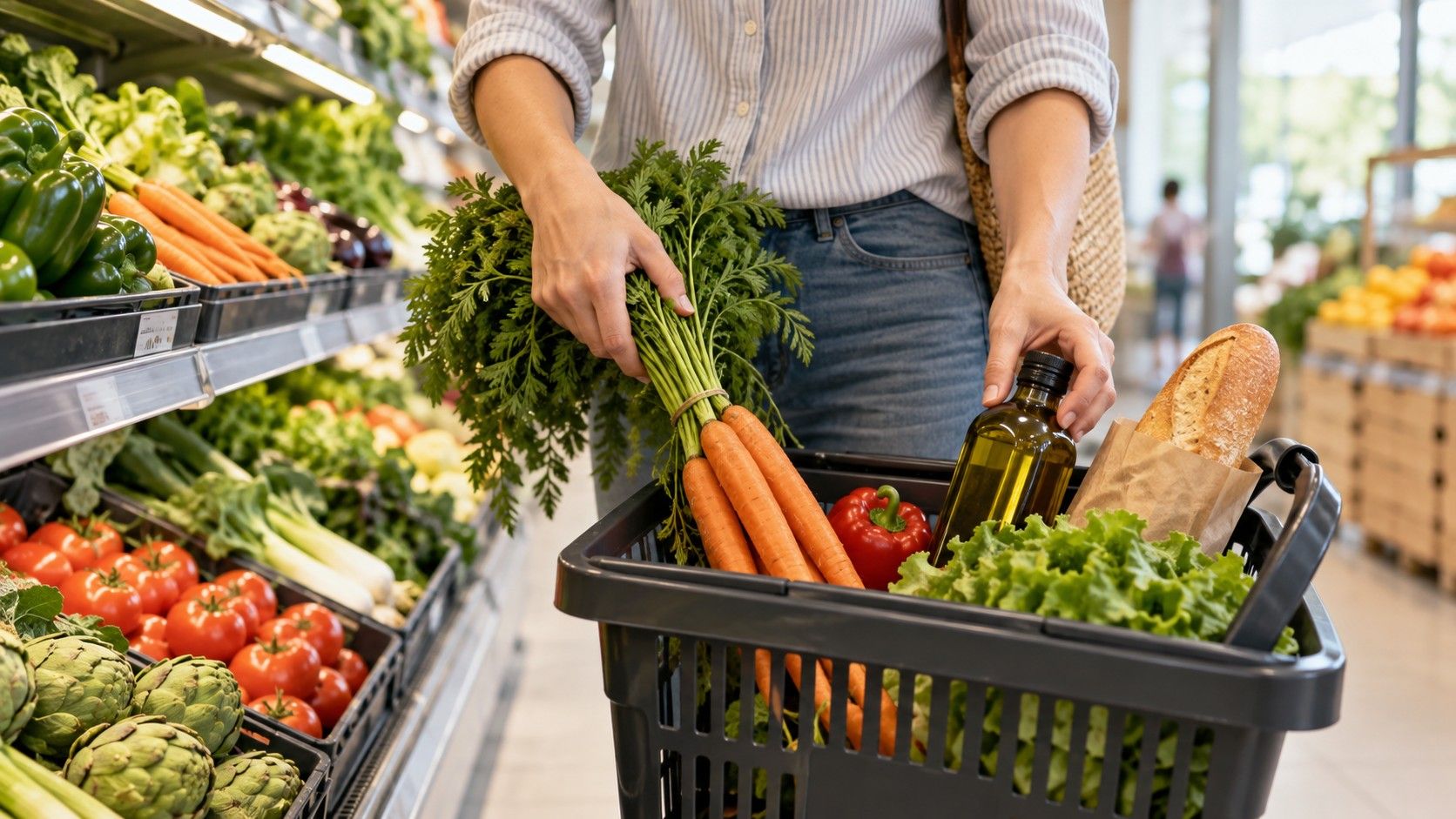 Продуктовая корзина в испанском супермаркете